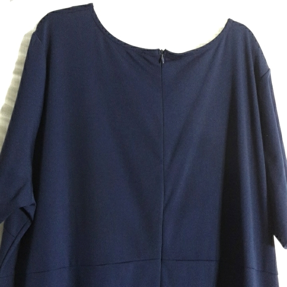 Chicive Navy Short Sleeve Midi Dress with Pockets - Picture 5 of 6